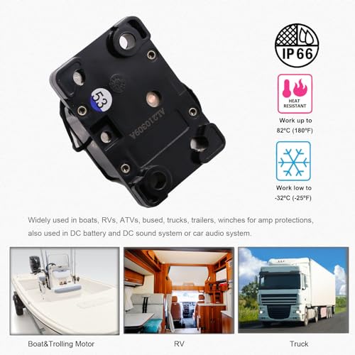 Image of E6 10A Amp Circuit Breaker w /Manual Reset Switchable | UL Certified | 12V-32V DC, Waterproof IP66,Surface Mount,for Car Marine ATV Trailer RV Vehicles Electronic Battery Fuse