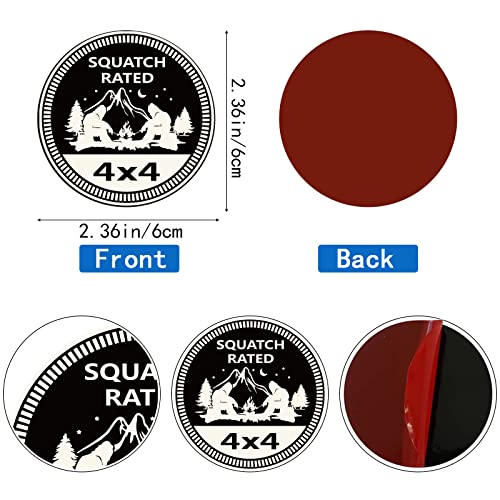 Image of Squatch Badge Rated Car Emblem, 4 x 4 Metal Automotive Bigfoot Badge 5D Metal Car Badges Emblems Round Decals Decals Stickers Compatible with Jeep Wrangler Vehicles Trucks