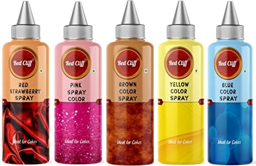 Red Cliff Premium Edible Colour Spray | Cake Decorating Spray Colour for Cakes, Cookies, Cupcakes Or Any Consumable for A Dazzling Effect Pack Of 5 | 60gx5 |