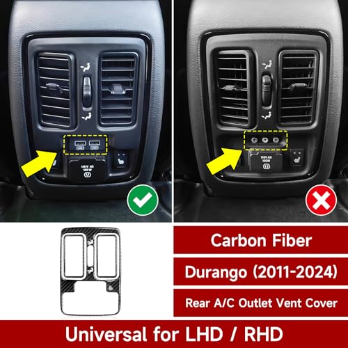 Image of Rear A /C Air Outlet Vent Cover Trim Decals for 2011-2026 Dodge Durango Accessories Carbon Fiber Stickers, B