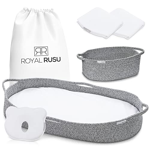 Premium Baby Changing Basket Set - with Pad and Pillow, Moses Basket for Babies with Memory Foam Mattress - CPSC Approved, 100% Cotton Boho Nursery Decor, Changing Table Topper for Dresser with Covers Premium Baby Changing Basket Set - with Pad and Pillow, Moses Basket for Babies with Memory Foam Mattress - CPSC Approved, 100% Cotton Boho Nursery Decor, Changing Table Topper for Dresser with Covers