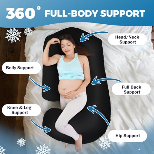 Image of Pregnancy Pillows for Sleeping - 57-Inch Maternity Pillow for Pregnant Women with Removable Washable Cover - Support for Back, Belly, Neck, Legs, & Hips - V C U Shaped Full Body Pillow