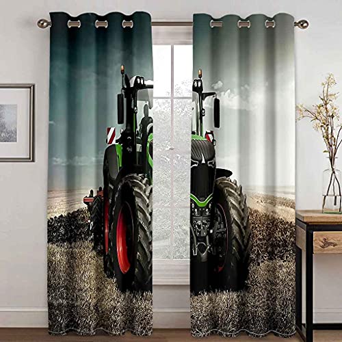 PVMLVM Rideaux Occultants Isolant Thermique Polyester Rideaux pour Garçon Fille Chambre Voiture Tracteur 3D Design Moderne À Oeillets Salon Rideau 280x260cm(Largeur x Hauteur),2 Pièces Cover