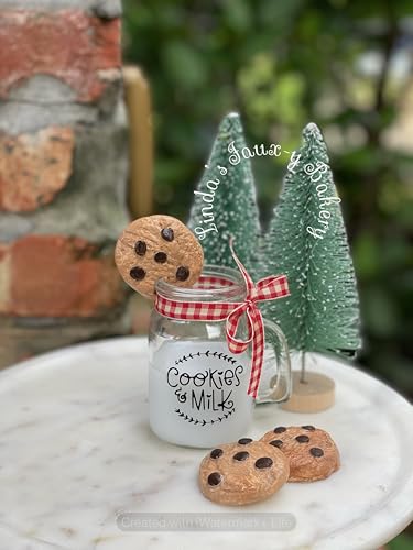 Rustic Farmhouse Faux Cookies and Milk Jar Decor for Tiered Trays – Perfect Milk for Santa and Holiday Cheer - Image 3