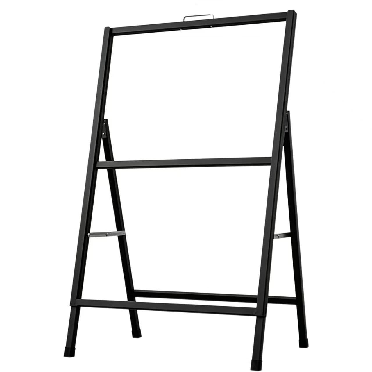 Letrero de pavimento con asa de transporte, 60 x 90 cm, tablero sándwich de acero recubierto de negro, letrero de acera al aire libre para restaurante, cafetería, boda, fiesta