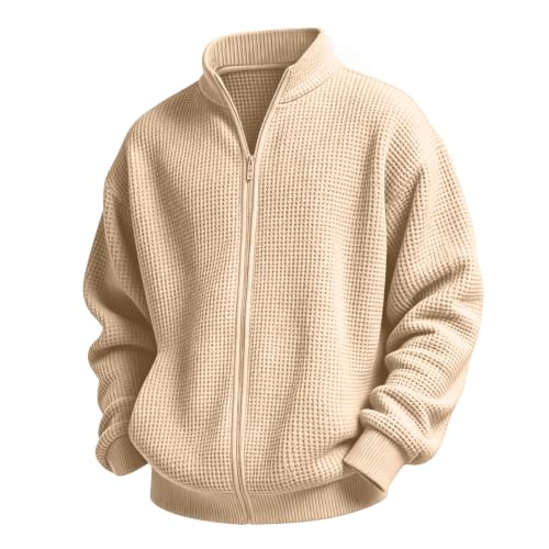 Boys Jacket Waffle Knit Zip Up Hoodie Stand Collar Sweatshirts Size 10-12 - image 4