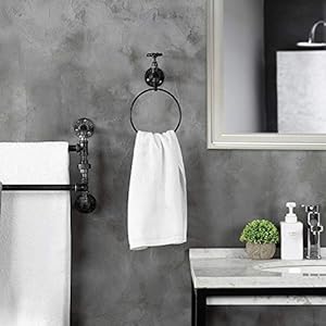 Mygiftindustrialfaucetpipemetalblacktowelringwallmountedhandtowelholderhangingrack Urban Country Home Decor Mygift industrial faucet pipe metal black towel ring wall mounted hand towel holder hanging rack urban country home decor