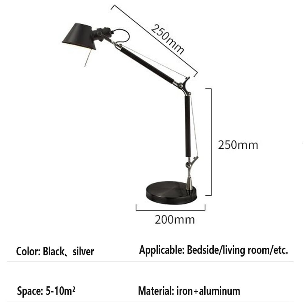 Schreibtischlampe, Schwenkarm mit Ein-/Ausschalter & Mehrgelenk-Anpassung, Augenschonende Leselampe für Schlafzimmer, Arbeitszimmer & Büro