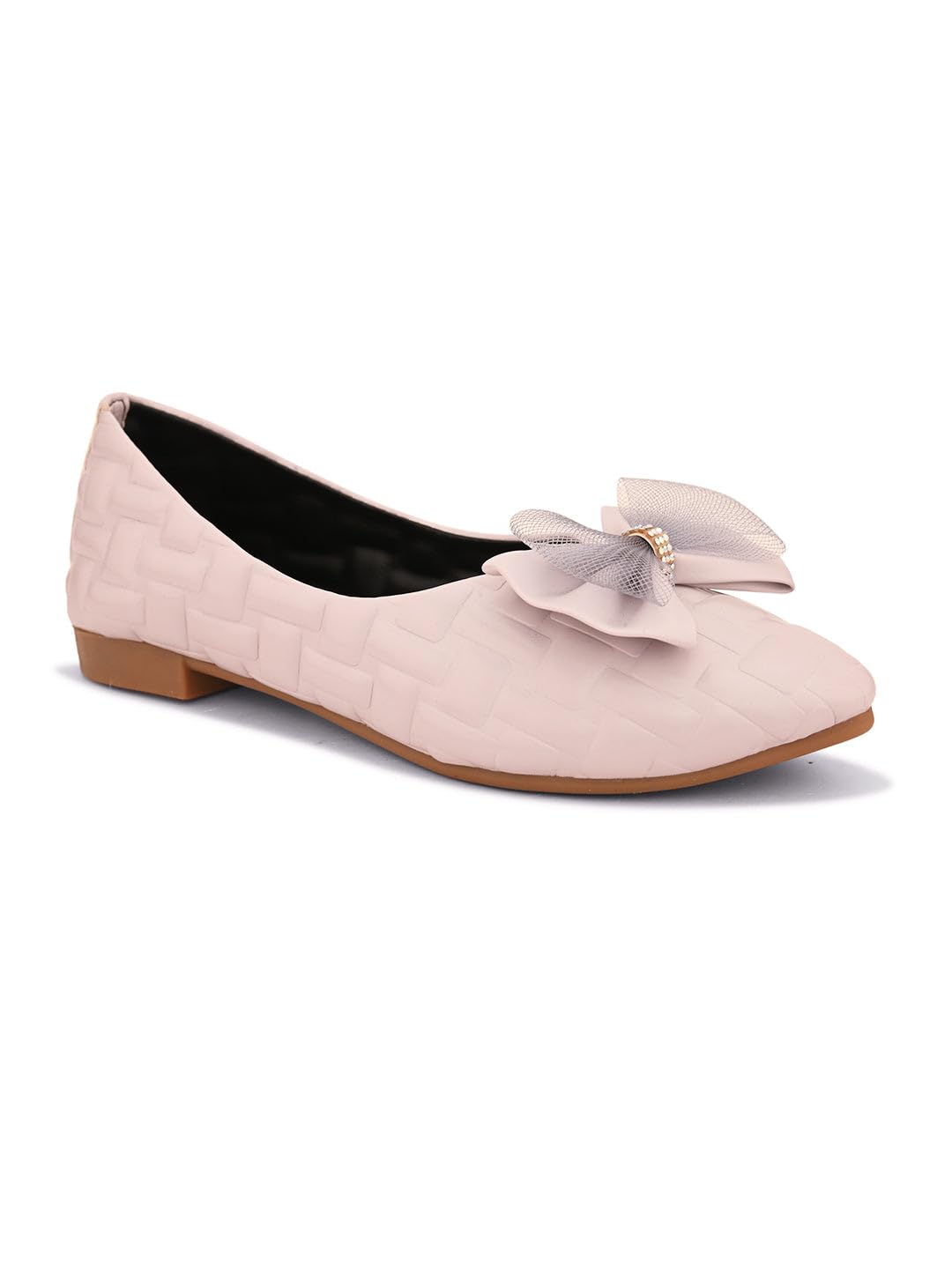 XE Looks Scarpe basse strutturate con fiocco in rete: design elegante, vestibilità comoda, perfette per aggiungere un tocco chic agli abiti da ragazza e da donna