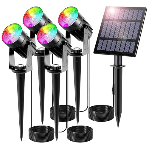Luces solares que cambian de color para exteriores, focos LED de paisaje, luces RGB para jardín, resistentes a la intemperie, fácil instalación, ahorro de energía
