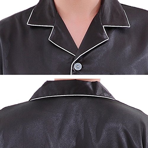 ZUEVI Men's Stain Silk Chinese Pajamas Set Button-Down Short/Long Sleeve Sleepwear Loungewear …3