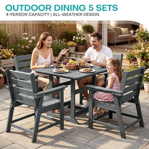 Image of HDPE Dining Chair Set of 2, Gray