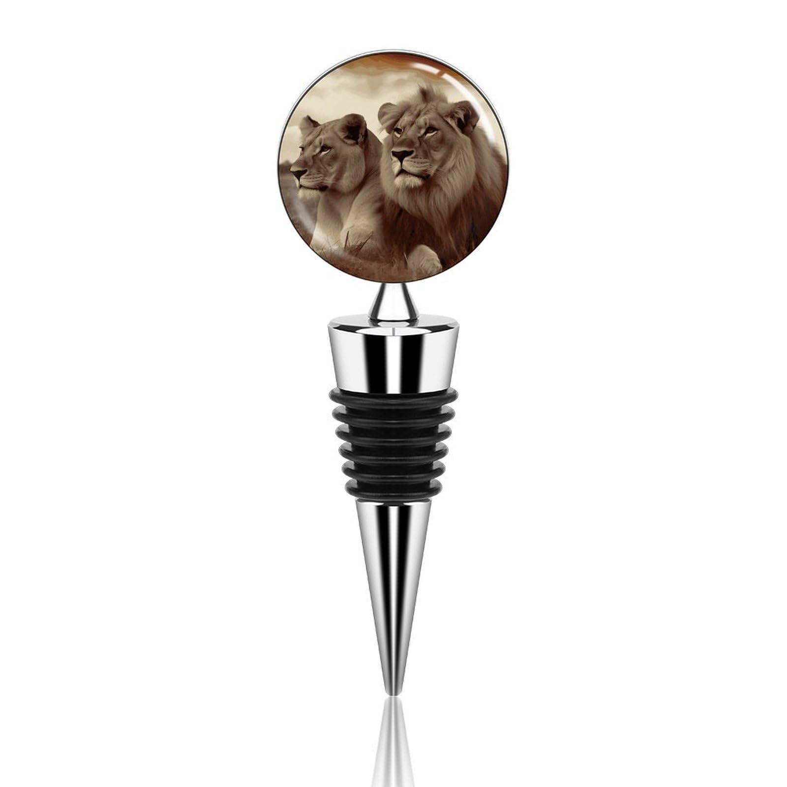Bouchon de bouteille lion en métal pour conserver le vin avec élégance
