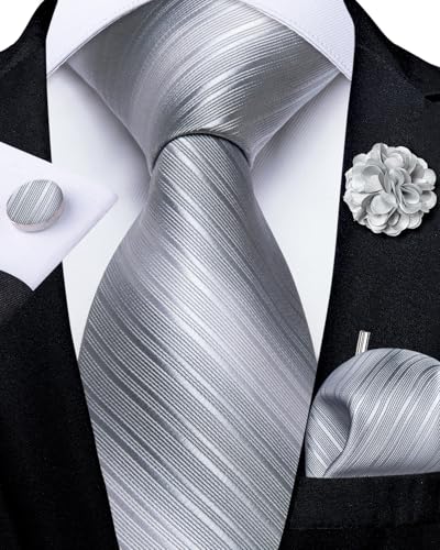 Image of DiBanGu Mens Zipper Tie Silk Pre-Tied Necktie with Gift Box