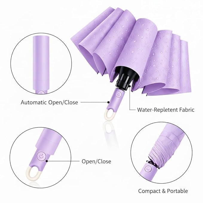 Image of Umbrella for Women | Umbrellas for Men | UV Coated 3 Fold Umbrella for Rain with Auto Open and Close Small Folding Travel-Foldable Windshield