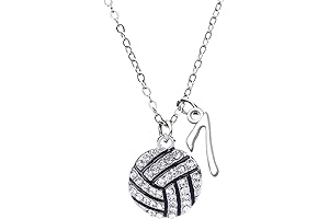 Personalized Volleyball Rhinestone Charm Necklace with Number Charm for Women and Girls, Volleyball Player Gift