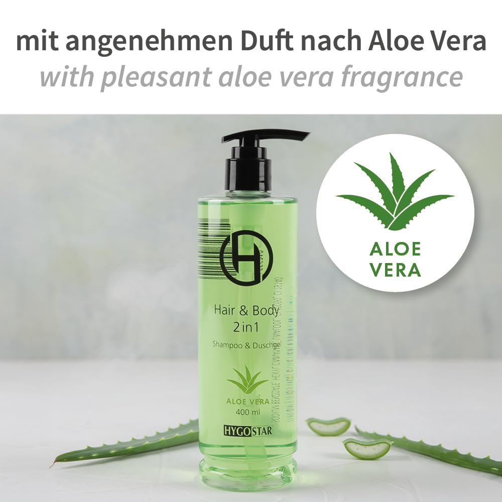15 Stück Franz Mensch Hair & Body 2in1 Hotel Shampoo Duschgel | Hygostar, Pumpspender, grün, L: 6 cm, B: 6 cm, H: 21 cm, Hotelkosmetik, Einmalkosmetik, Einwegkosmetik, Packung