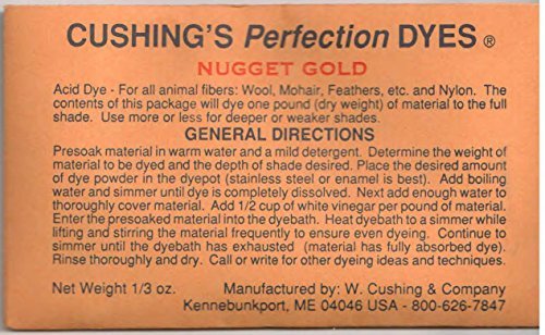 1/3 Ounce - Nugget Gold Feather/Wool/Nylon/Silk/Mohair Animal Fiber Cushing Perfection Acid Dyes | Moonlight Feather