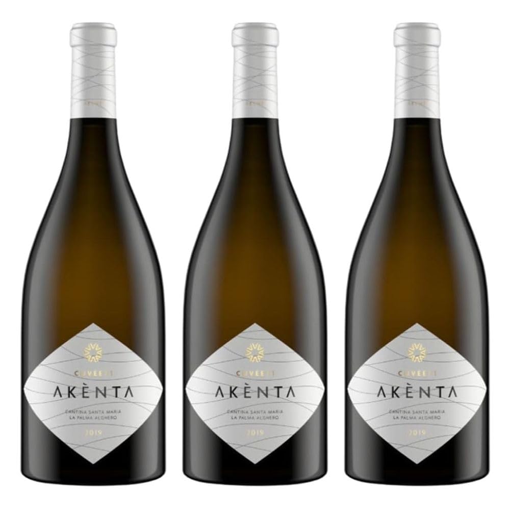 Vermentino di Sardegna DOC AKENTA CUVÉE 71 - Vino Bianco Aromatico - Perfetto per Aperitivi e Piatti di Mare - 3 Bottiglie da 75cl - Cantina Santa Maria La Palma