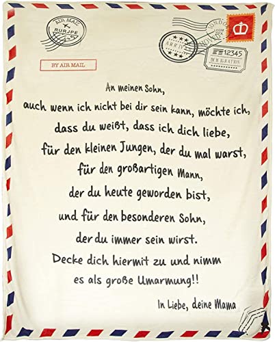 LANGSHI Decke Zu Meiner Tochter Sohn, Brief Gedruckt Decken Geschenke Für Weihnachten Geburtstag Graduierung (59''×86'',Sohn)… Cover