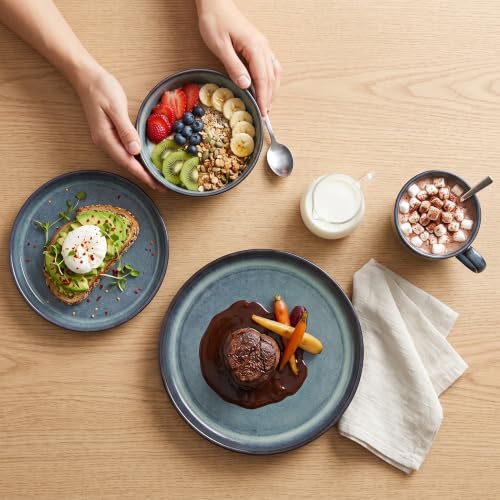 Image of Ceramic Dinnerware (16 pcs) Serve 4 people, Plates and Bowls Sets,Handmade Reactive Glaze Dishes Set,Chip Resistant and Scratch Resistant,Dishwasher, Microwave Safe