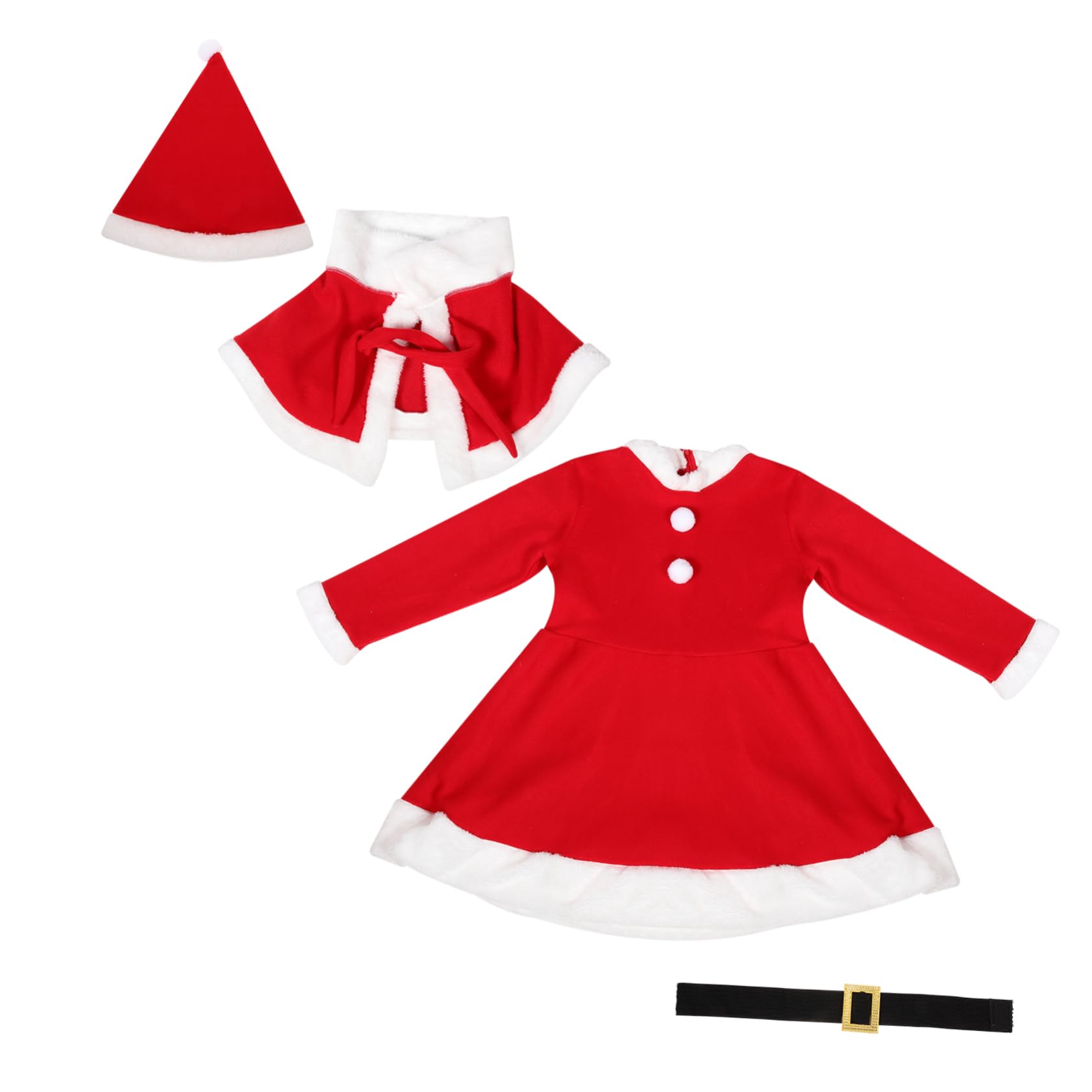 VALICLUD Costume da Babbo Natale per bambina Outfit di Natale natalizio Natale vestirsi Abito di Natale vestiti di natale Poliestere (poliestere) rosso