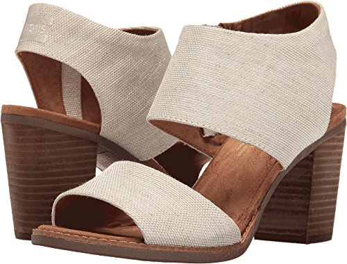 TOMS Women's Majorca Cutout Heeled Sandal, Textile Upper, Natural Yarn Dye, 7