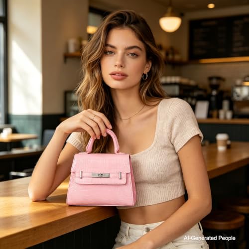 Image of Small Cute Top Handle Bag Crossbody, Designer Summer Purse for Women | Vegan Leather /Straw, 2.5L Capacity, Fits 6.7-inch Phone /Small Wallet /Passport, Versatile for Dressy Outfit /Everyday Use