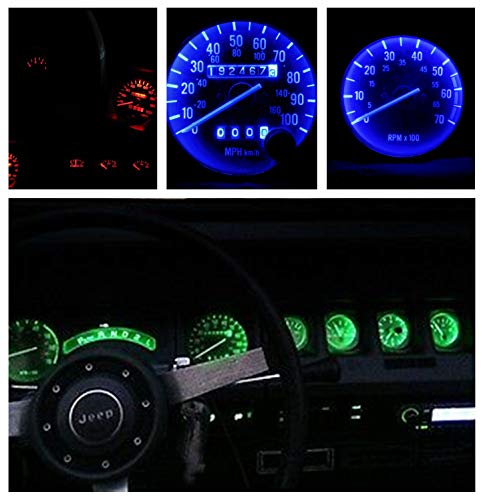 Image of WLJH Green Twist-Socket LED Dash Kit for 1987-1991 Jeep Wrangler | 3030 SMD, 100lm, No Soldering, Speedometer Tachometer and Temperature Gauge Lighting, 8-Pack