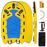 ACOMUZI Inflatable Water Rescue Sled, Drop-Stitle PVC Jet Ski Sled Board, Rapid Inflation Emergency Equipment for Lakes/Oceans/Rivers, Yellow