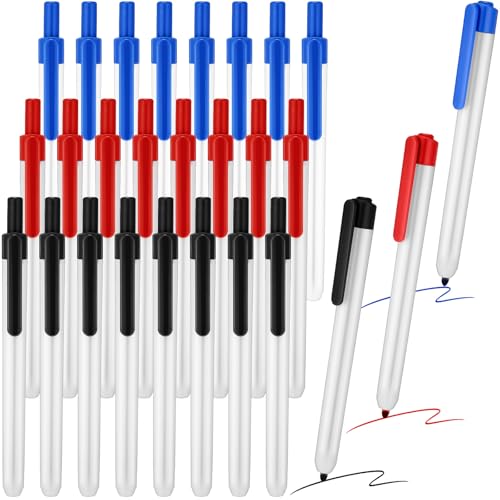 Affrolling 24 Count Retractable Dry Erase Marker, Clickable Whiteboard Markers Bulk No Bleed Smear Fine Point Large Capacity Erasable Markers for School Office Meetings(Black,Red,Blue)