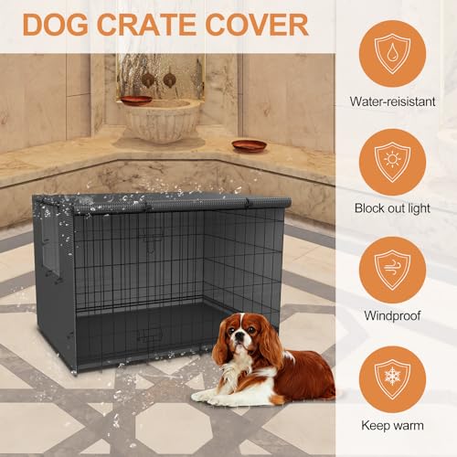 TONINT Dog kennel cover,Dog Cage Covers,Crate covers for dog cages,dog crate cover, cover,dog cage cover for winter outside,Warmer & Waterproof crate cover,Dog enclosure covers,for 24 30 36 42 inch - Thumbnail 3