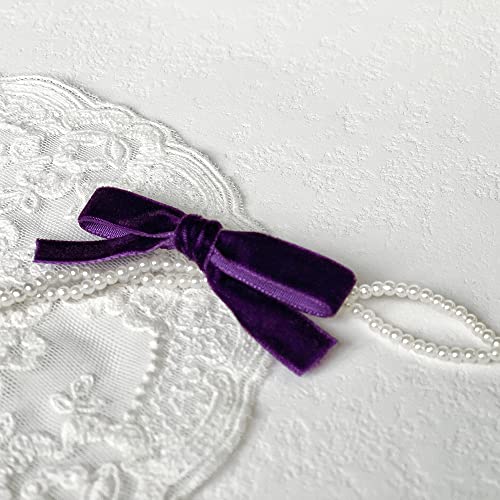 Image of QIANF Vintage Purple Velvet Ribbon, 3 /8 Inch X 25Yd