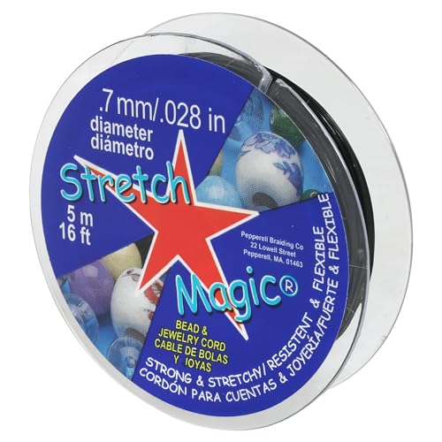 Image of Stretch Magic Elastic Beading Cord - Black Color, 0.7mm in Diameter, 5-Meter (16 ft) - Easy to Knot, Strong & Stretchy String for Making Beaded Jewelry