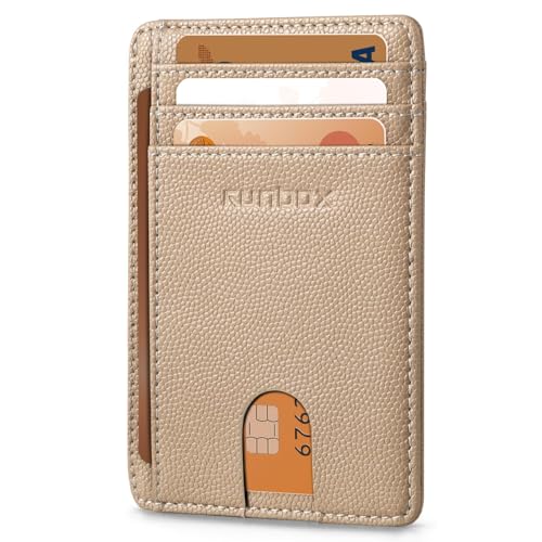 Image of RUNBOX Slim Minimalist Front Pocket RFID Blocking Leather Wallets for Men and Women Card Holder Wallets Gifts for men