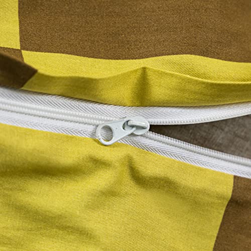 Susybao Yellow Plaid Duvet Cover Queen 100% Cotton Buffalo Checkered Duvet Cover 3 Pieces Set 1 Brown Grid Duvet Cover With Zipper Ties 2 Pillowcases Farmhouse Geometric Gingham Bedding Set Soft Comfy #TOP3