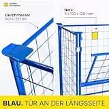 HHL Euro-Gitterbox mit klappe | Gitteraufsatzrahmen H1200 x B1200 x L800mm für aufbewahrung| Faltbarer Gitterrahmen für Euro-palette | Gitterbehälter aus Stahl | Gitterboxen für Holz, Lager | Blau