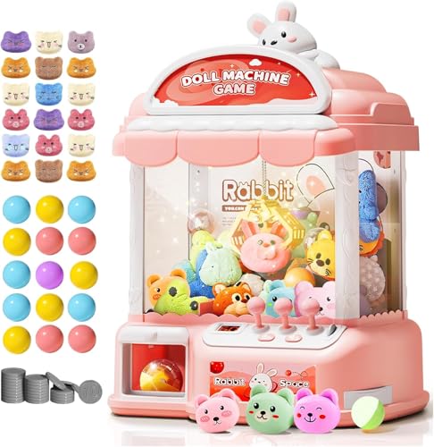Image of Claw Machine for Kids, 30 Toys & 24 Game Coins & 20 Surprise Eggs | Musical Electronic Arcade Game Console Kids Claw Machine with Adjustable Sound, Christmas and Birthday Gift