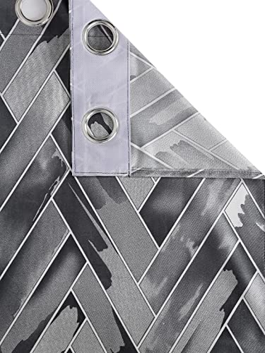 Image of Home Sizzler 1 Piece Geometrical Panel Eyelet Polyester Long Door Curtain - 9 Feet, Grey