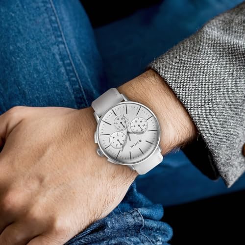 Titan Light Leathers Silver Dial Leather Strap Watch White - Image 4