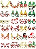 HOVACY 24 Pcs Christmas Glasses, Christmas Accessories, Xmas Decorations for Women, Santa Glasses Frames for Christmas Party Favors