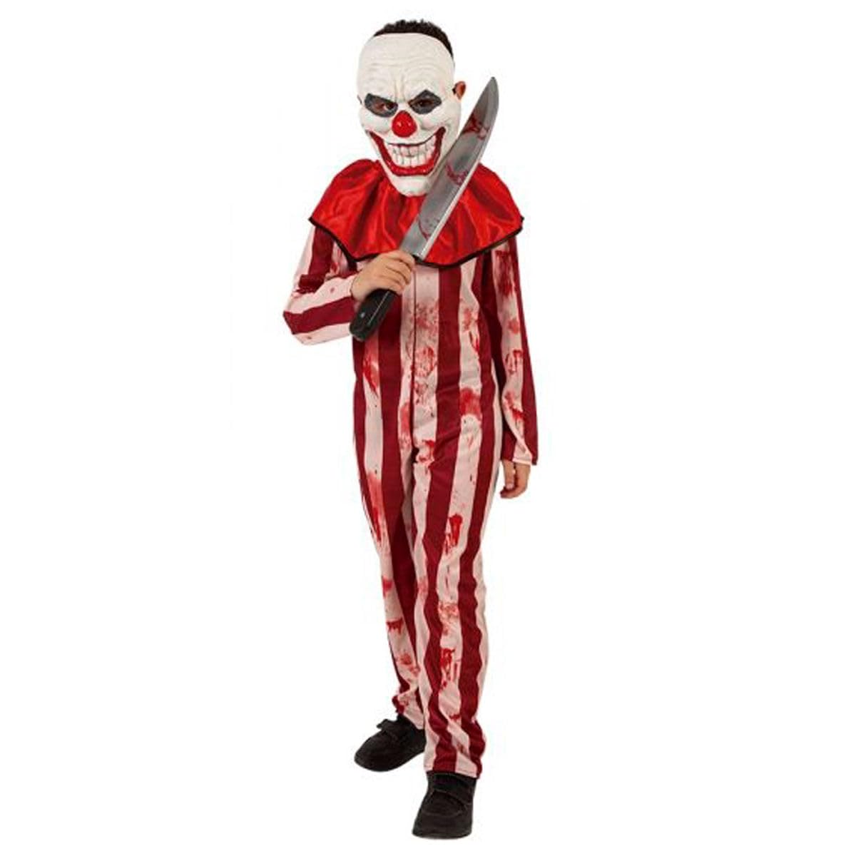 Rubies Disfraz Payaso Tarado para niño y niña — con Jumpsuit de rayas ensangrentado