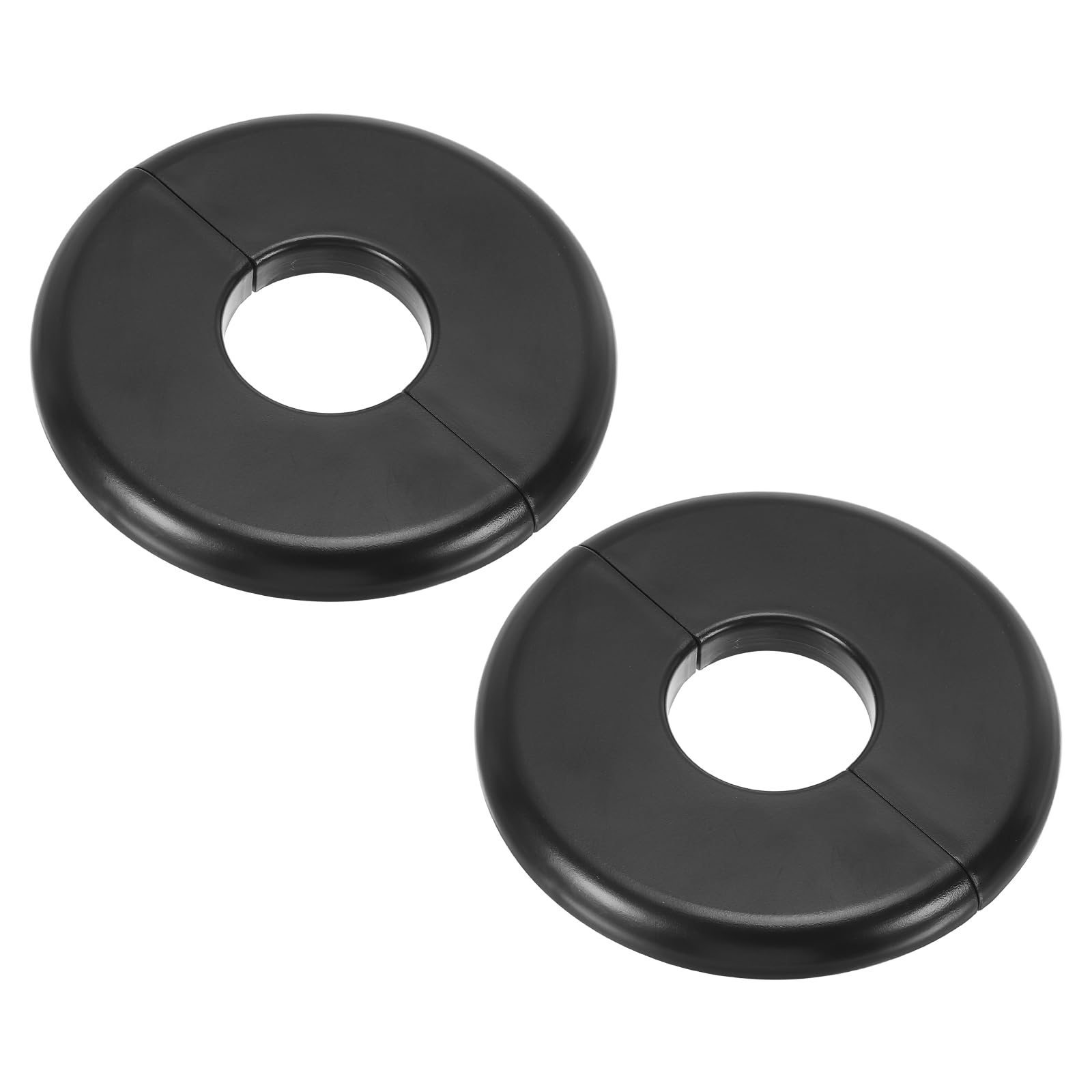 sourcing map 2Pcs Wall Split Flange, ABS Self-Adhesive Escutcheon Plate for 28mm/1.1" Diameter, Water Pipe Cover for Kitchen Toilet Faucet Decoration, Black