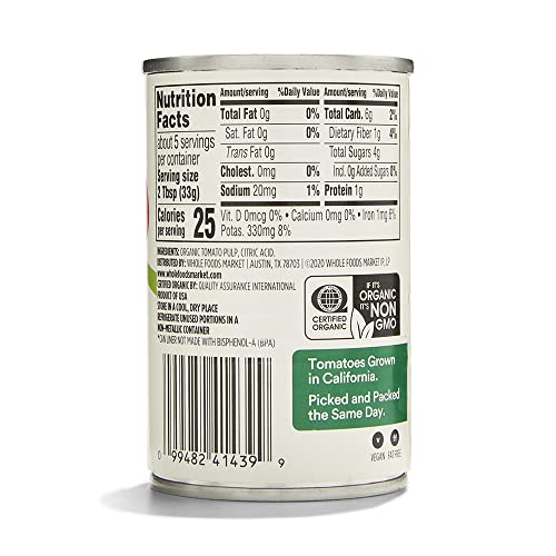 365 by Whole Foods Market, Organic Tomato Paste, 6 Ounce (Pack of 6)