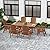 WestinTrends Dylan Adirondack Outdoor Dining Set for 6, All Weather Poly Lumber Patio Table and Chairs Set of 6, 71" Trestle Outdoor Table and Seashell Adirondack Dining Chair, Teak