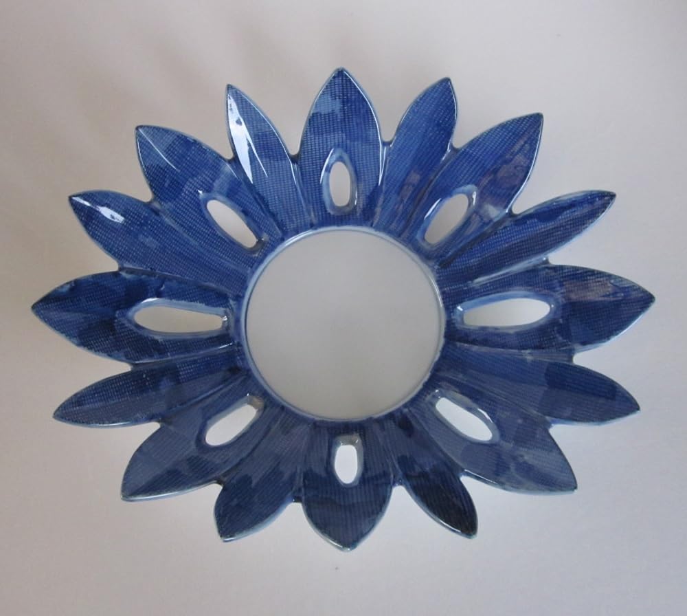 瑠璃釉 輪花皿 陶芸 変形皿 Amazon.co.jp: 瑠璃 藍花 食器 輪花皿 美濃焼 お花リムプレート和
