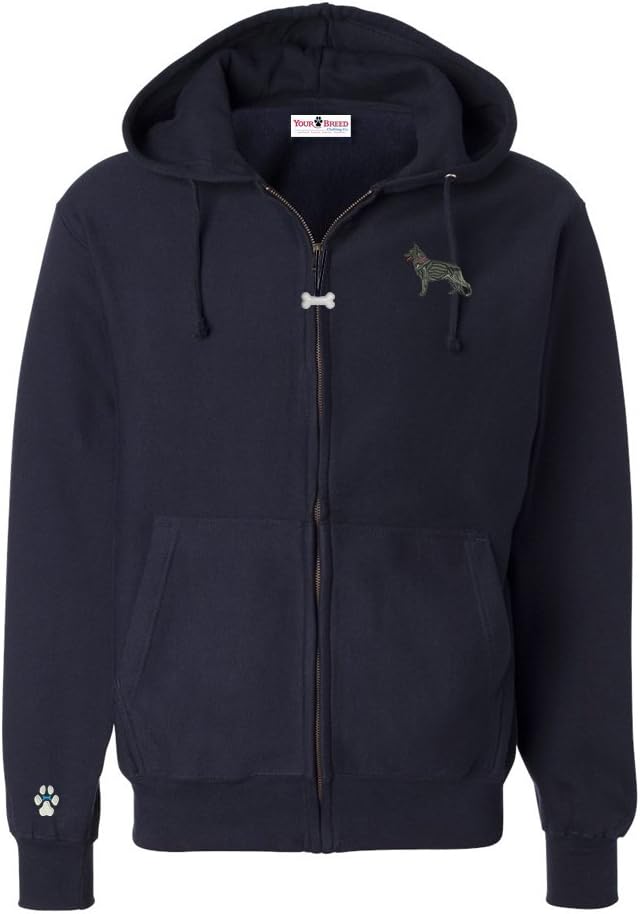 German Shepherd Black Men's Full Zip Hooded Sweatshirt