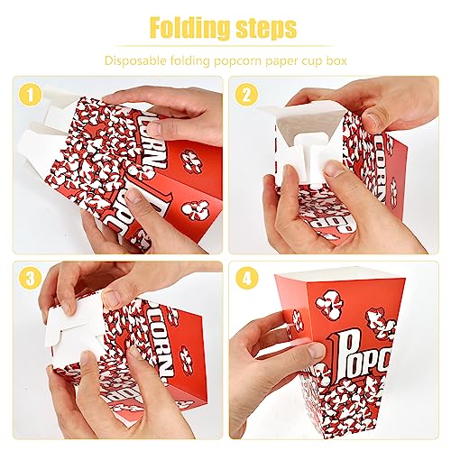 30 Stück Kino Popcorn Container, Snacks Popcorn Schachteln aus Karton, 28oz Popcorn Boxen mit Zarten Mustern, Popcorntüten Leicht zu Montierende, Popcorn Behälter für Kinder, Partys, Filmabende
