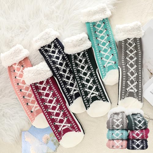 Toselfwith Ultra-thick Cashmere Slipper Home Socks,Toselfwith Slipper Socks,Winter Indoor Non Slip Fluffy Thermal Cozy Christmas Socks2