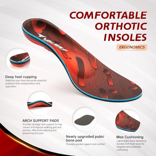 Image of VALSOLE Heavy Duty Support Pain Relief Orthotics - 220+ lbs Plantar Fasciitis High Arch Support Insoles for Men Women, Flat Feet Orthotic Insert, Work Boot Shoe Insole, Absorb Shock with Every Step